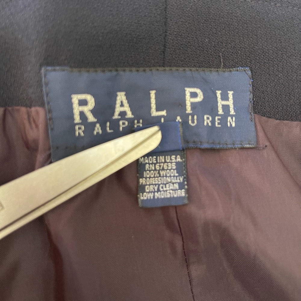 Vintage Ralph Ralph Lauren Navy Blue Double Breasted Mini Skirt 100% Wool Size 6 - Picture 7 of 11